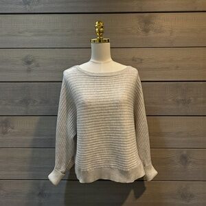 Free people Sublime Oversize Slouchy Ribbed Pullover White Heather Sz M